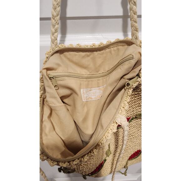 Cappelli Straworld Watermelon Embroidered Straw Tote Bag Summer Purse - Picture 11 of 11